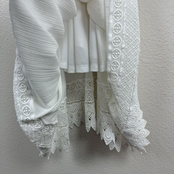 NWT Old Navy Boho Gauzy Crochet Lace Tiered A-Line Halter Midi Dress White Med - Picture 9 of 16